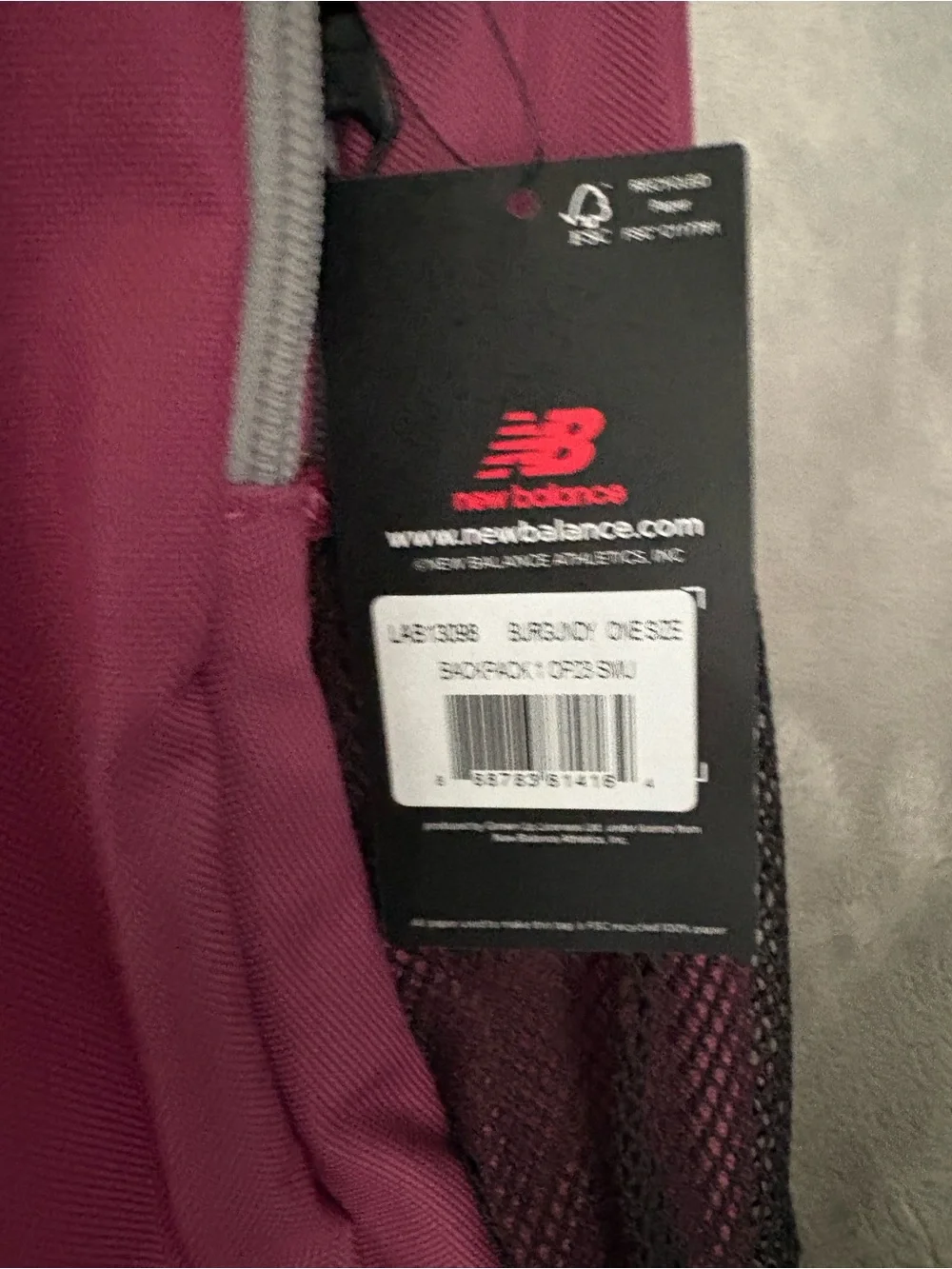 New Balance Women's Magenta Backpack with Silver Logo New with Tags